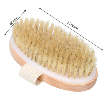 Wooden Natural Bristle Soft Exfoliating Bath or Shower Brush for body massage & skin care